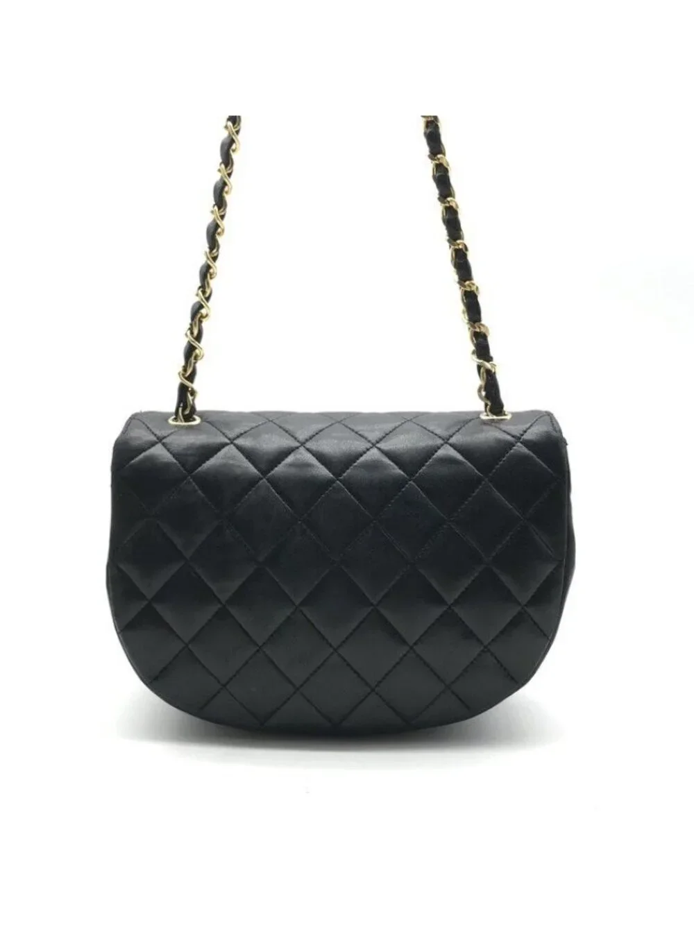 Chanel Chain Shoulder Bag Quilted CC Logo Flap Vintage Black